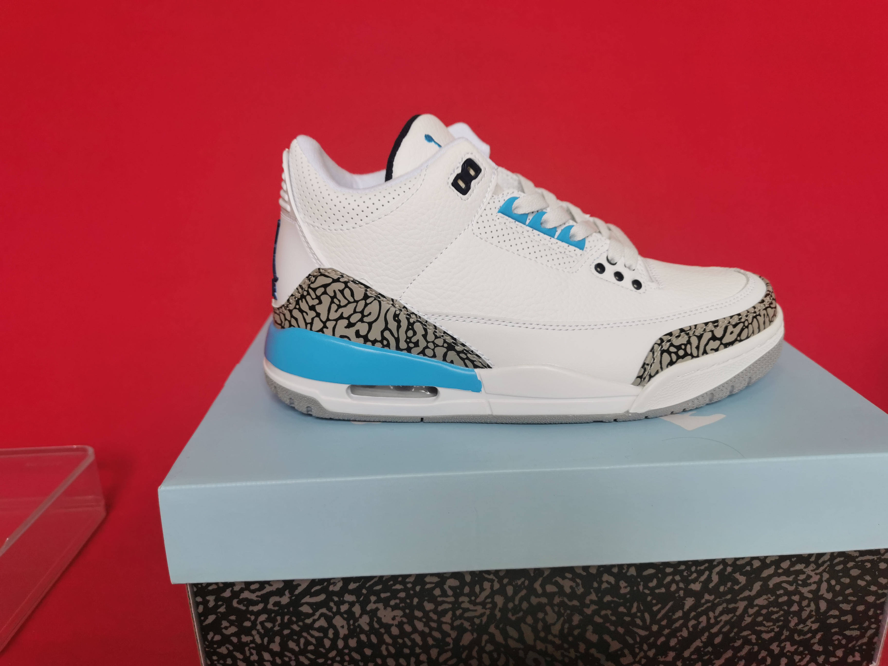 New Men Air Jordan 3 White Grey Baby Blue Shoes